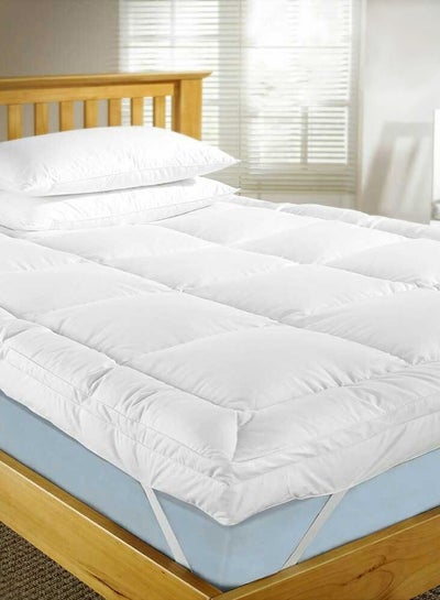 Buy Washable Spill And Stain Resistant Light Weight Mattress Topper Fabric White 120x200cm in UAE