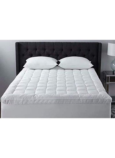 Buy Mattress Topper With Pillow Set Microfiber White 180x200cm in UAE