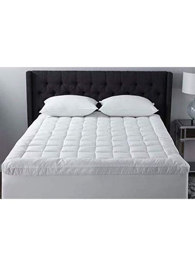 Buy Mattress Topper With Pillow Set Microfiber White 200x200cm in UAE