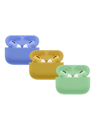 Buy 3-PackWirelss Earphone with Charging Case Yellow/Green/Blue multicolor in UAE