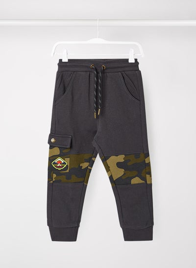 Buy Kids/Teen Camo Panel Joggers Grey in UAE