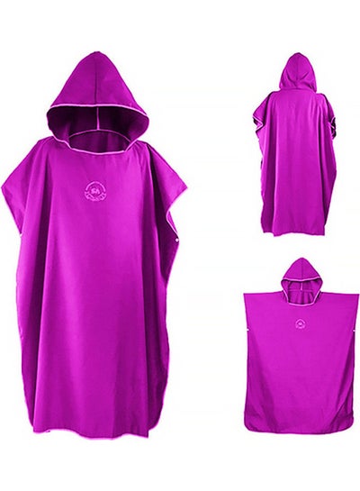 Buy Microfiber Surf Changing Towel Bathrobe Poncho With Hood Magenta 110x90cm in Saudi Arabia