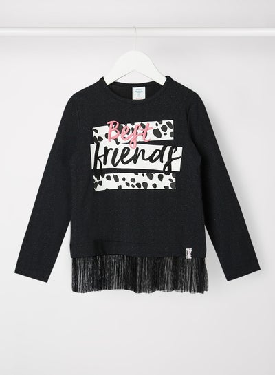 Buy Kids/Teen Fringe Trim T-Shirt Black in UAE