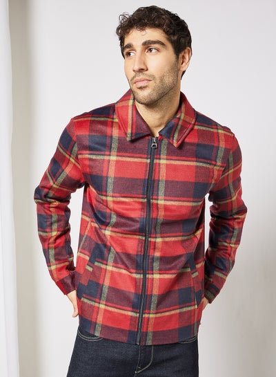 Buy Check Print Overshirt Red in UAE