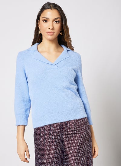 Buy Notched Neck Sweater Grapemist in Saudi Arabia