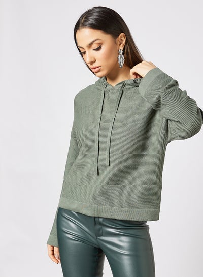 Buy Organic Cotton Hoodie Neck Sweater Green in UAE
