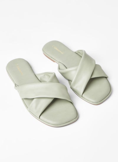 Buy Comfortable Footbed Trendy Flat Sandals Birsk Green in Saudi Arabia