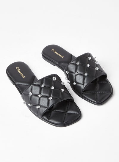 Buy Comfortable Footbed Trendy Flat Sandals Cardiff Black in Saudi Arabia