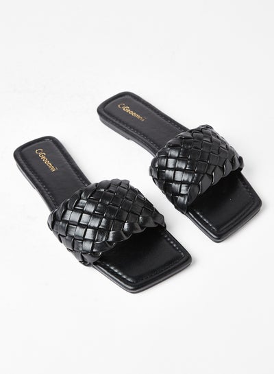 Buy Comfortable Footbed Trendy Flat Sandals Venus Black in Saudi Arabia