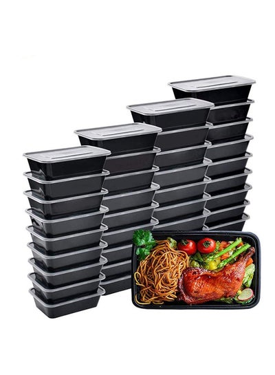 Buy Pack of 5 Microwave Boxes Insulated Healthy Food Storage Containers With Lids Black 650ml in Egypt