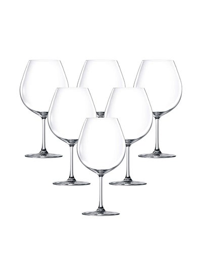 Buy Pack Of 6 Bangkok Bliss Burgundy Wine Glass Clear 750ml in UAE