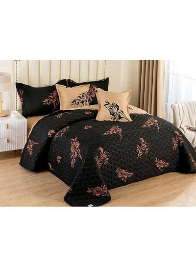 Buy 6-Piece Floral Compressed Comforter Set Microfiber Multicolour 220 x 240cm in Saudi Arabia