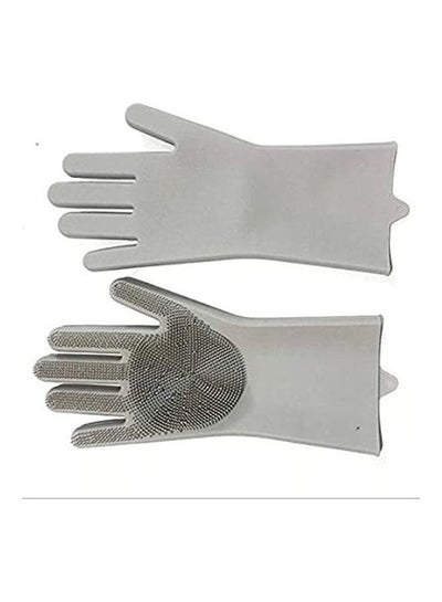 Buy Pair Silicone Gloves For Cleaning Kitchen Utensils Grey in Egypt