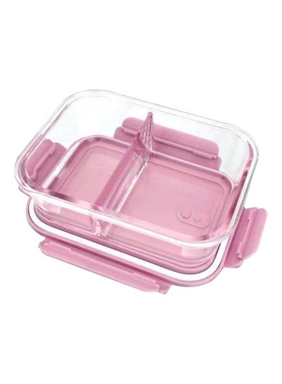 Buy 2-Compartment Glass Lunch Box Container Pink in UAE