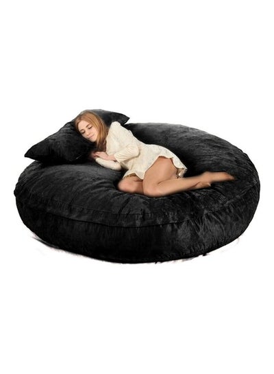 Buy Bed Bean Bag With Pillow Black 135x135x30cm in UAE
