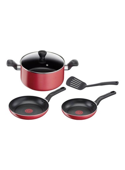 Buy 5-Piece Aluminium Super Cook Cookware Set Red in Saudi Arabia