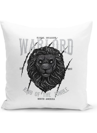 Buy Decorative Throw Warlord Design Pillow White 16 x 16inch in UAE