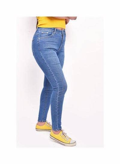 Buy Casual Mid-rise Skinny jeans Mid-Blue in Egypt