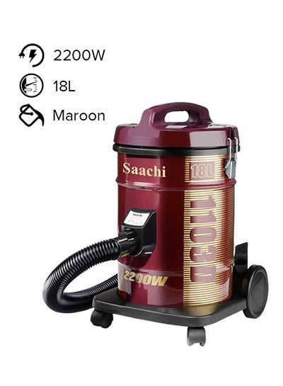 Buy Dry Vacuum Cleaner with a Cyclonic Multi-Filtration System, 5 Meters Long Cord, Blow Function and Additional Brushes 2200 W NL-VC-1103D-RD Maroon in UAE