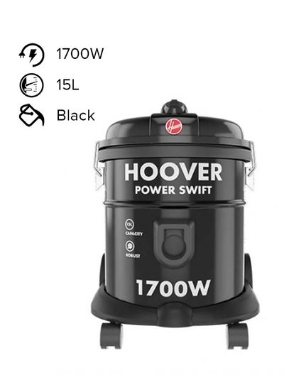 اشتري Power Swift Compact Drum Vacuum Cleaner With Blower Function For Home & Office Use - 15 L 1700 W HT85-T0-ME Black في السعودية