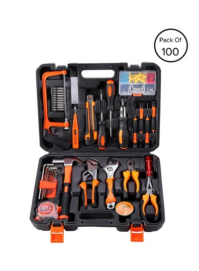 Buy Pack Of 100 Heavy Duty Tool Set With Bag Black/Orange/Silver in Saudi Arabia