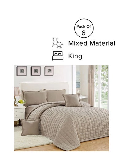 Buy 6-Piece Compressed Comforter Set Microfiber Brown King in Saudi Arabia