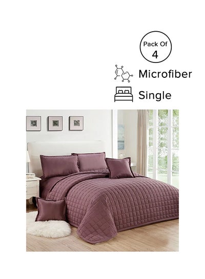 Buy 4-Piece Compressed Comforter Set Single Size Microfiber Purple 210x160cm in Saudi Arabia