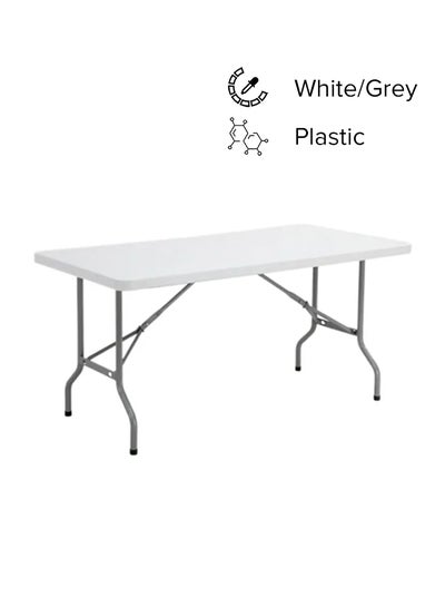 Buy Plastic Rectangle Folding Table White/Grey in UAE