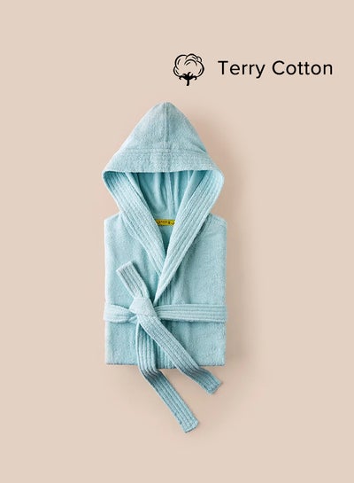 Buy Bathrobe - 300 GSM 100% Cotton Terry Extremely Absorbent, Everyday Use - Shawl Collar & Pocket - Pastel Green Color - 1 Piece Pastel Green in UAE