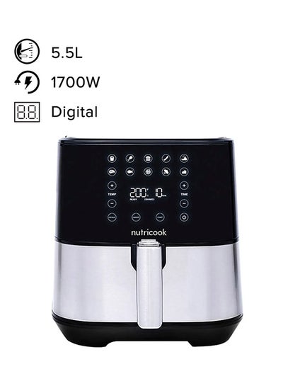 Buy Air Fryer 2 Led One Touch Screen With 10 Presets Preheat Celsius To Fahrenheit Conversion Auto Shut Off And Shake Reminder 5.5 L 1700 W AF205 Stainless Steel in Egypt