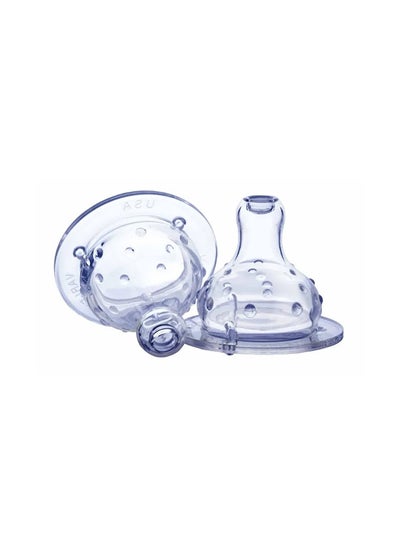 Buy Non-Drip Anti-Colic Variable-Flow Nipple for Wide Neck Bottle, Pack of 2 - Clear in Saudi Arabia