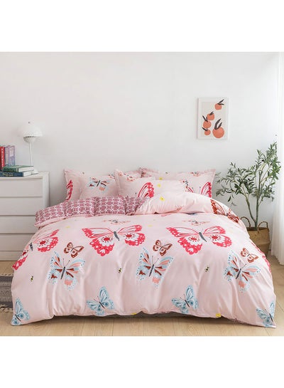 اشتري طقم غطاء لحاف مقاس كينج مكوّن من 6 قطع مايكروفايبر متعدد الألوان Duvet Cover - 220x240, Fitted Sheet - 200x200+25, Pillow Cover - 48x74سم في الامارات