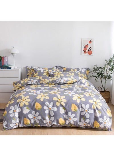 اشتري طقم غطاء لحاف مقاس كينج مكوّن من 6 قطع مايكروفايبر متعدد الألوان Duvet Cover - 220x240, Fitted Sheet - 200x200+25, Pillow Cover - 48x74سم في الامارات