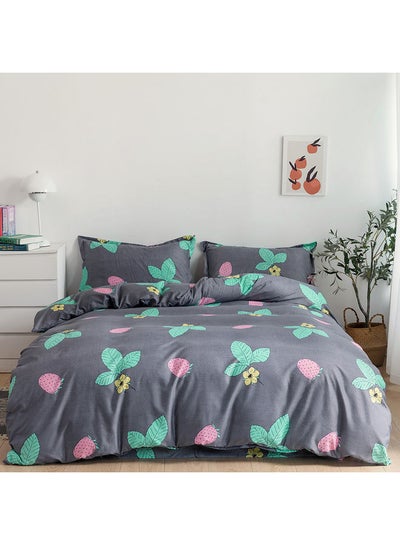 Buy 4-Piece Single Size Duvet Cover Set Microfiber Multicolour Duvet Cover - 160x210, Fitted Sheet - 120x200+25, Pillow Cover - 48x74cm in UAE