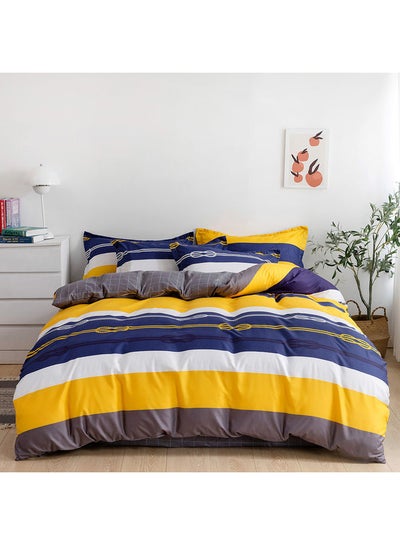 Buy 6-Piece Double Size Duvet Cover Set Microfiber Multicolour Duvet Cover - 200x230, Flat Sheet - 220x280, Pillow Cover - 48x74cm in UAE