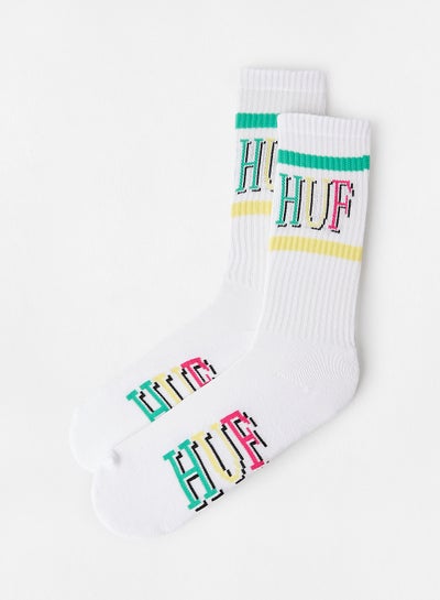 Buy Unisex 8-BIT Crew Socks White in UAE