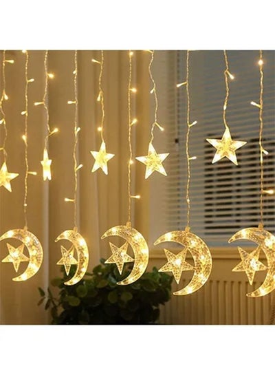 Buy Crescent Moon Star Curtain LED Fairy Lights Yellow 2.5meter in UAE