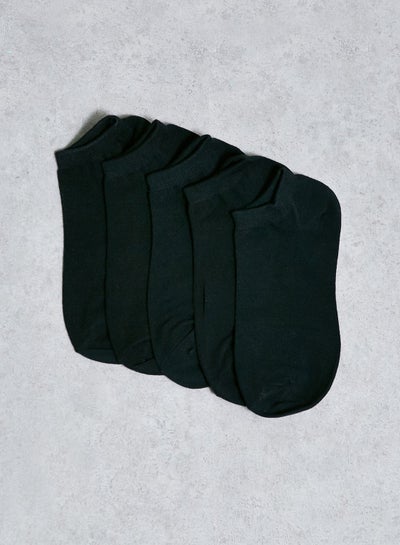 Buy Pair Of 5 Solid Pattern No Show Socks Black in Saudi Arabia