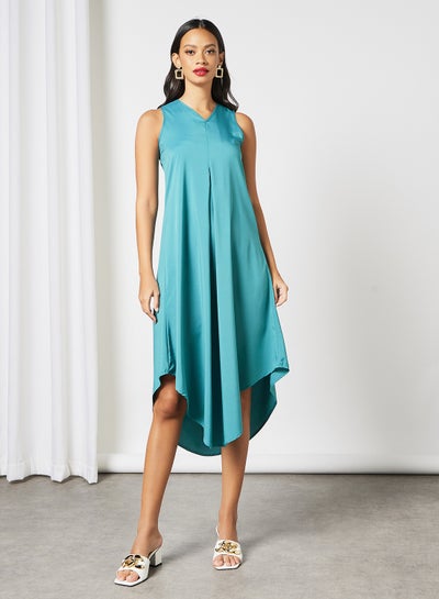 Buy Casual Sleeveless Long Evening Maxi Solid Knit Tank Dress Teal in Saudi Arabia