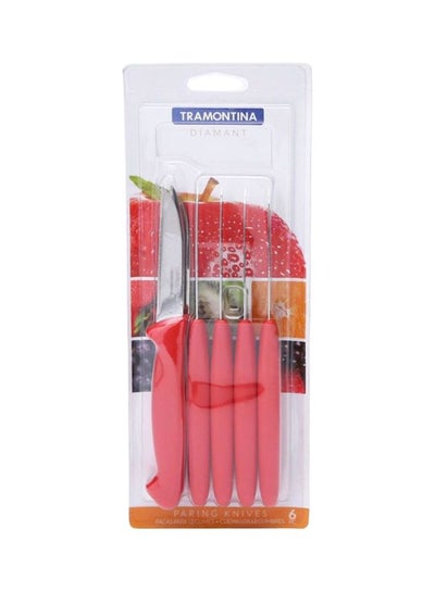 Buy 6-Piece Diamant Paring Knife Set Red/Silver 3inch in UAE