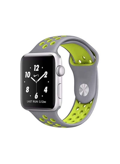اشتري Breathable Silicone Sports Replacement Band for Apple Watch Series 4/5/6/7/SE 42/44/45mm Silver / Volt في الامارات