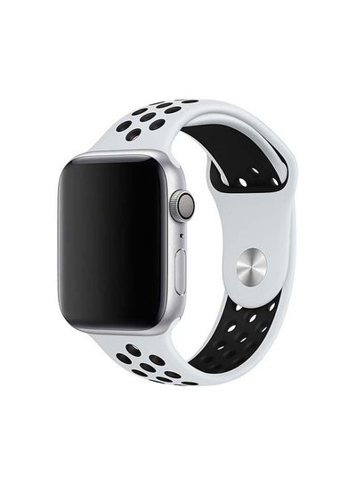 اشتري Breathable Silicone Sports Replacement Band for Apple Watch Series 4/5/6/7/SE 42/44/45mm White / Black في الامارات