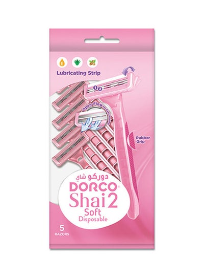 Buy 5 Pcs - Shai2 Disposable Razor Pink in UAE