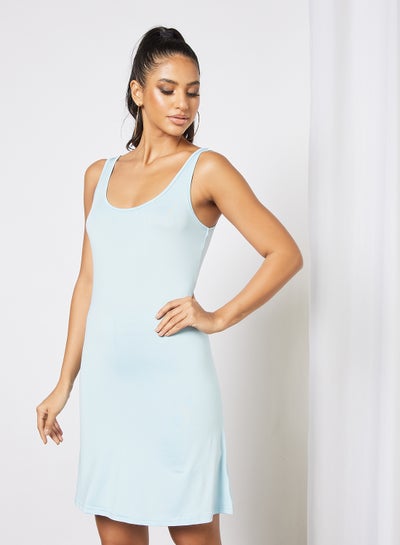 Buy Casual Sleeveless Tank Midi Knit Dress 42 Lite Turquoise in UAE