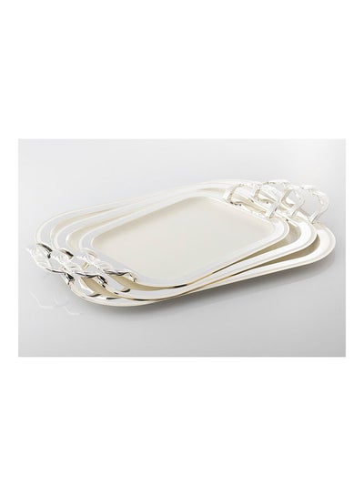 Buy 3-Piece Tray Set Silver 47x38x3cm in Saudi Arabia