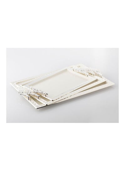 Buy 3-Piece Tray Set Silver 49x34x3cm in Saudi Arabia