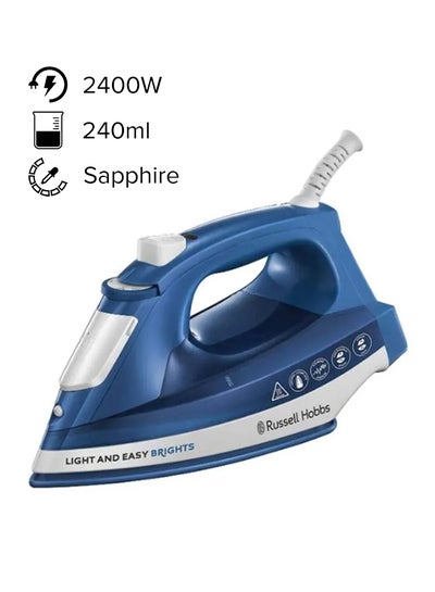 Buy Steam Iron Max Power, Portable Clothing Iron, Quick Heat-Up With Non-Stick Ceramic Soleplate, Handheld, Auto-Off Function, Continuous And Vertical Steam 240 ml 2400 W 24830GCC Sapphire in Saudi Arabia