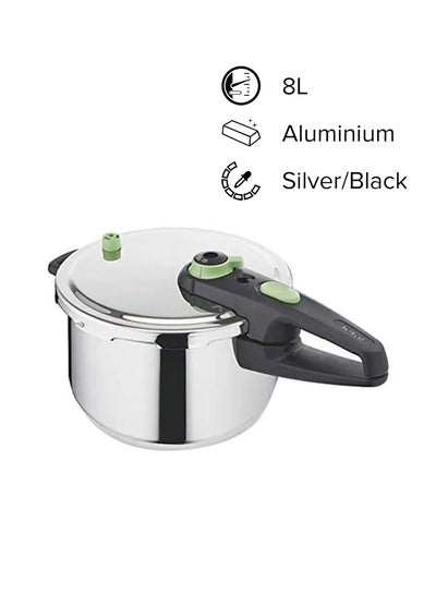 اشتري Pressure Cooker Pot Induction Silver/Back 8لتر في الامارات