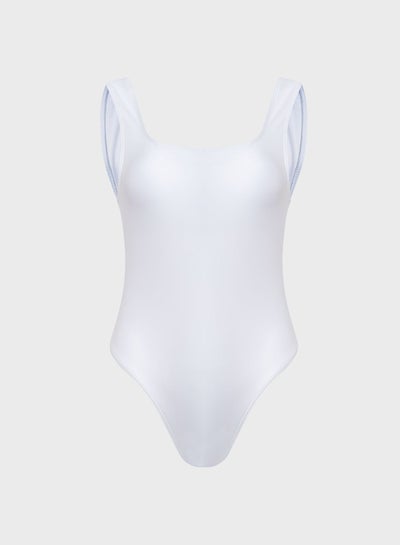 Buy Square Neck Swimsuit White in UAE