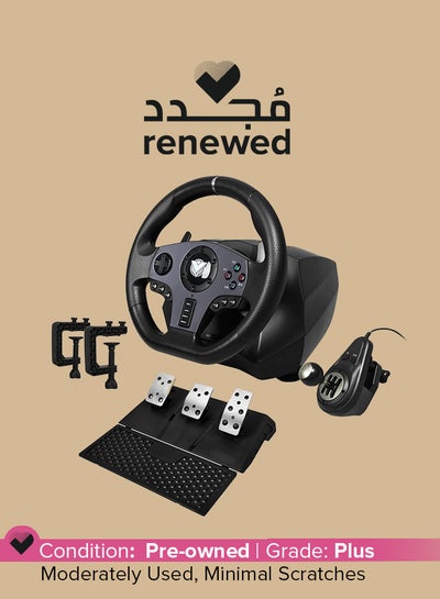 اشتري Renewed - Racing Steering Wheel Dual Motor With 900 Degree Shifter For PC/PS3/PS4/Xbox One في السعودية